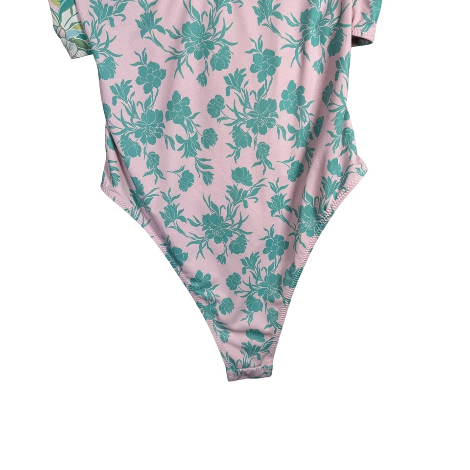 Forever 21 One Piece 泳装粉色花卉吊带露背高帮性感 — 第 4/4 张图片