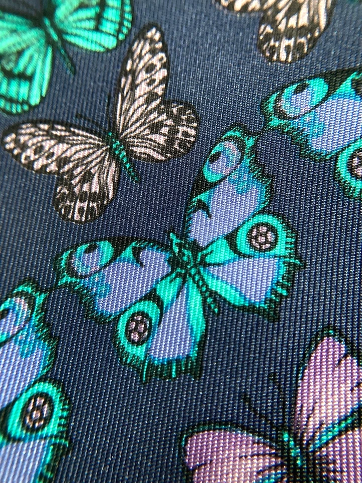 GIANNI VERSACE VINTAGE '90s ICONIC BAROQUE BUTTERFLY TIE SWALLOWTAIL ITALY BLUE - Image 4 of 4