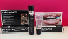 MAC mini Lip Glass Clear .24 oz AND mini MAC Stack in Black .27 oz NIB