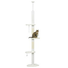 8.4' Floor to Ceiling Cat Tree, Adjustable Height, Cloud Shape White