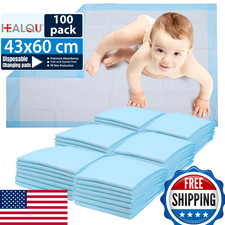 Healqu 100 Pack Disposable Baby Changing Pad Liners 17x24" Soft Absorbent