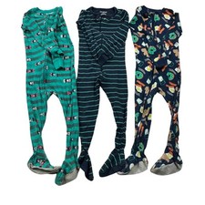 Just One You Footed PJ's Boy's 3T Cars Stripes Dinosaurs Breakfast Lot Of 3