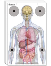 23X35 Medically Designed Shooting Targets for Range Anatomical Target for Pistol