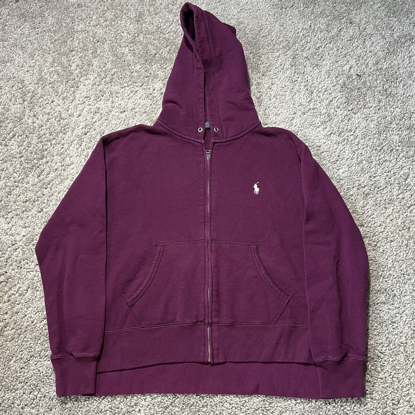 Polo Ralph Lauren felpa con cappuccio cerniera intera donna viola medio pony donna