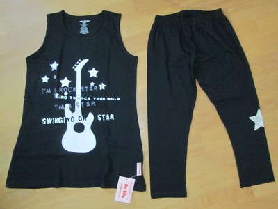 2 tlg Set, T-Shirt + Capri Leggings v. Silly Souls, schwarz/silber, Gr. 110/116