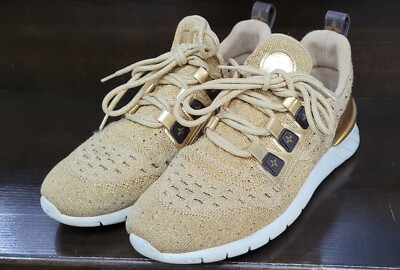 Louis Vuitton Gold Knit Fabric Leather Aftergame Sneakers Sz.40