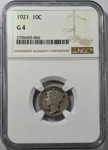 1921 P Mercury Dime NGC G-4