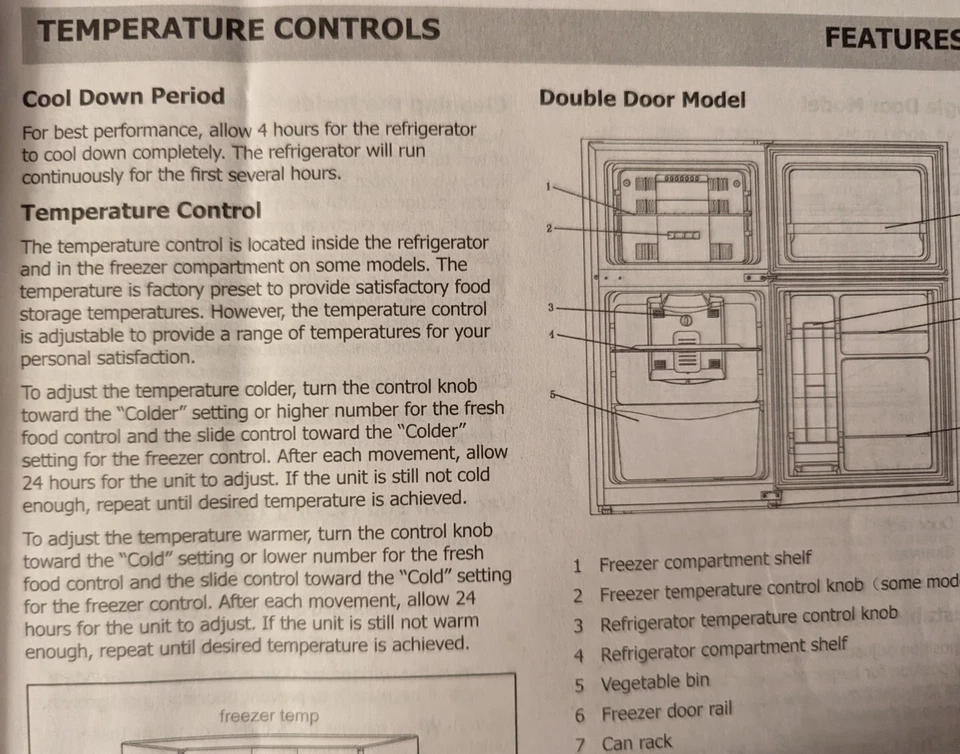 Operating Manual Frigidaire Compact Refrigerator  Serial/Model #'S - Image 3 of 4