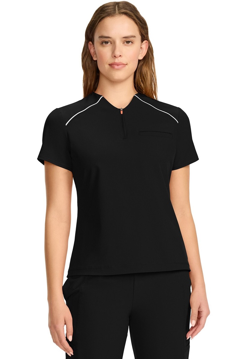 Infinity GNR8 Women's Scrubs Tuck-In Mock Neck Henley Top