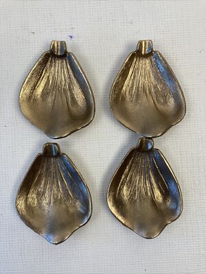 Vintage Brass ? Clam Sea Shell Ashtray Vanity Trinket Dish 3  Set Of 4 Stacking