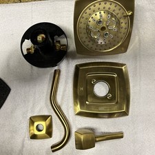 Brushed Gold Shower Faucet Set with 8 Inches Shower Head, Rough In Valve