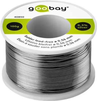 (199,90 EUR/kg) Goobay Lötzinn bleifrei, ø 0,56 mm, 100 g - 0,3% Sb, 0,7% Cu