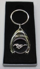 Ford Mustang Schlüsselanhänger mit Einkaufswagenchip Schlüssel Anhänger silber