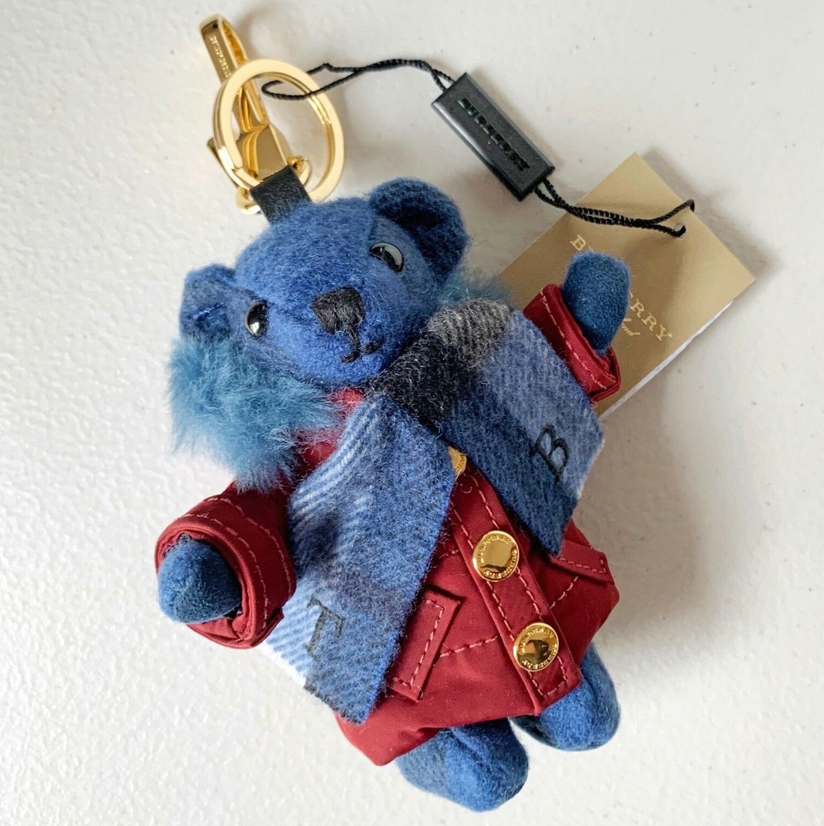 BURBERRY クマ型キーホルダー 青 Burberry Thomas Bear Blue Bag Charm