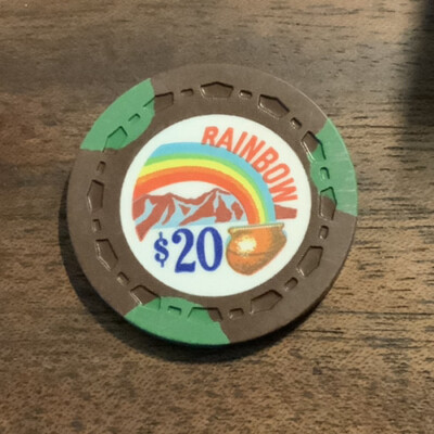 OLD VINTAGE 1960's CALIF CARD ROOM CHIP - $20.00 - RAINBOW CLUB - GARDENA CA