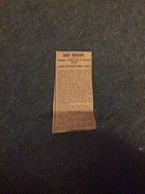 H1q Ephemera 1922 Artikel The Derby Lord Astor Captain Cuttle