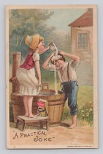 Trade Card Ivorine Cleanser Practical Joke Children at Water Pump Glastonbury CT