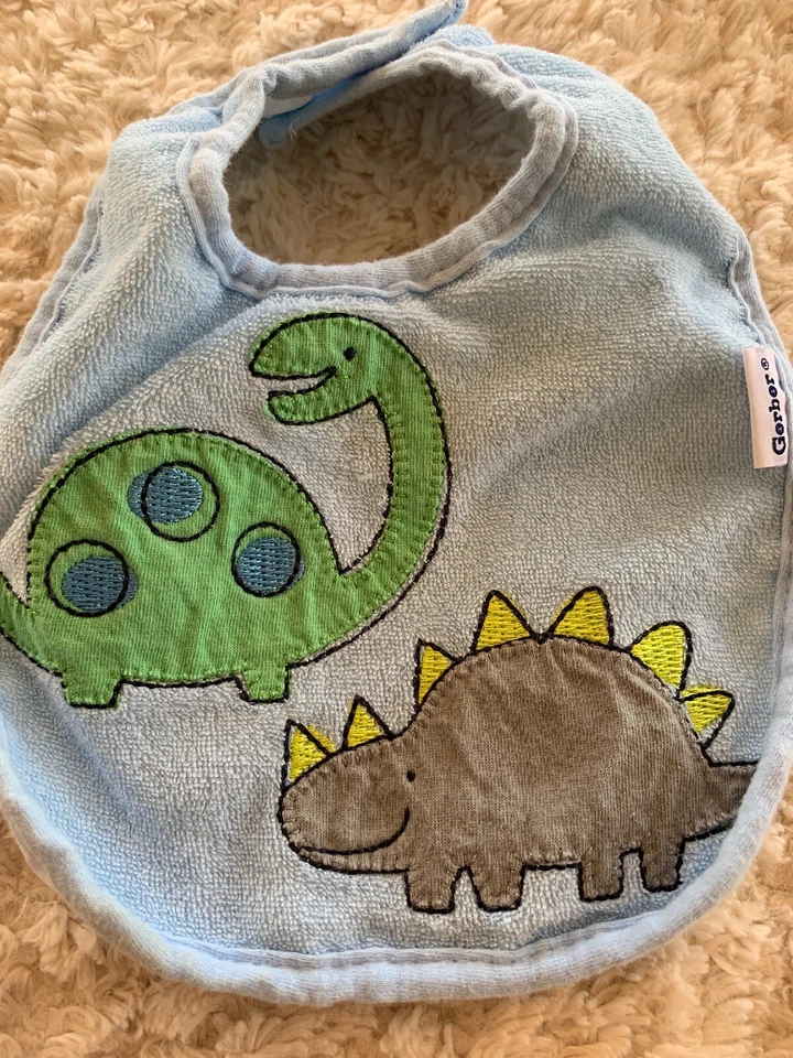 3 baberos Gerber Baby Boys azul blanco verde dinosaurios Foto 4 de 4