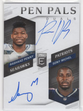 2018 Elite Pen Pals Duals #10 Rashaad Penny Sony Michel Auto - NM-MT