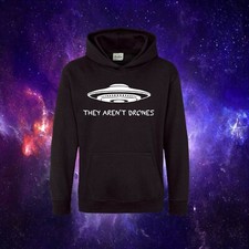 They Aren't Drones Funny UFO UAP Alien Gift Kids/Adults HOOD HOODIE