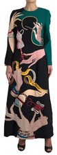 DOLCE & GABBANA Dress Multicolor Long Sleeves A-line Maxi IT48/US14/XL 9680usd