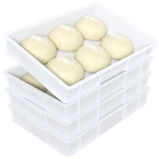 Idotry Pizza Dough Proofing Box Tray Stackable Commercial Bread Trays, 4-Packs
