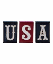 "USA" 4th of July, Patriotic Block Sign - Set of 3 Pieces