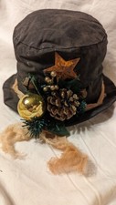 Handmade Primitive Christmas Black Snowman Hat