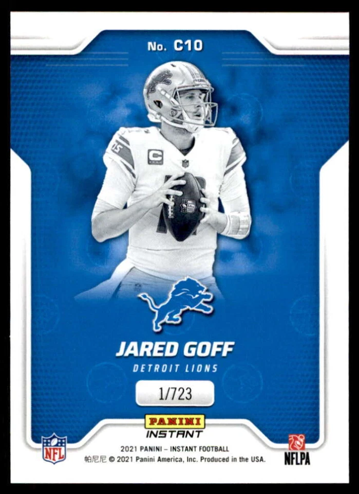 Jared Goff 2021 Panini Instant Captains #C10 Lions PR: 723 - Image 2 of 2