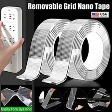 2× Grid Nano Tape Heavy Duty Double Sided Removable Mounting Adhesive Traceless