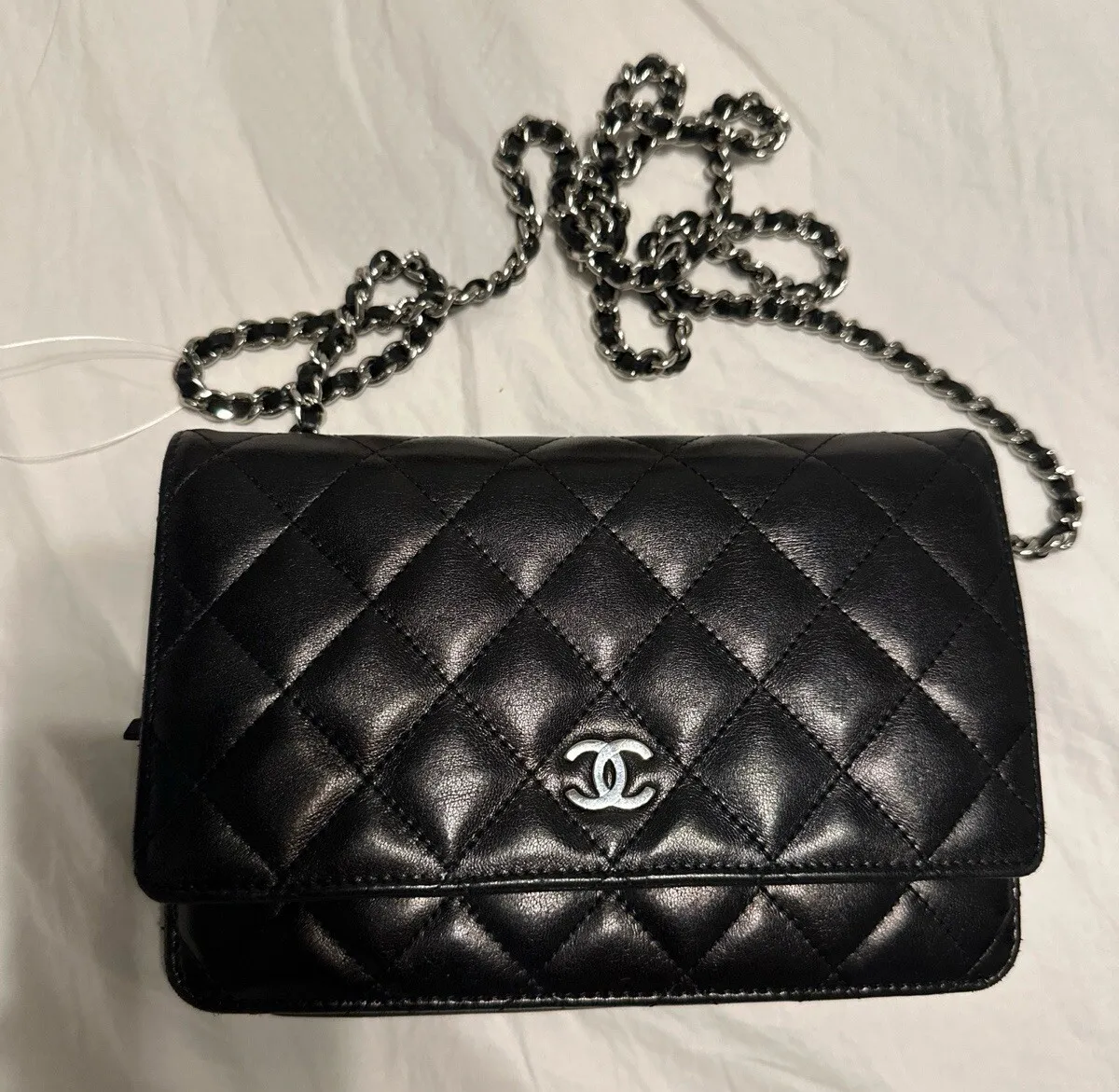 Authentic Chanel Lambskin Quilted Wallet On Chain | WOC Black｜Crossbody Bag  | eBay