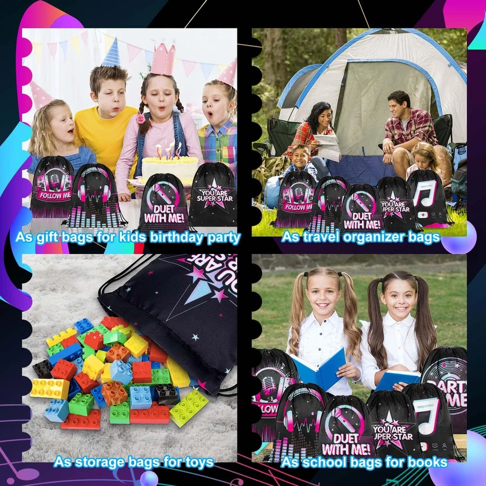 Сумки на шнурке товары для музыкальных вечеринок для детей на день рождения мальчиков девочек упаковка 12 шт. - Изображение 4 из 4