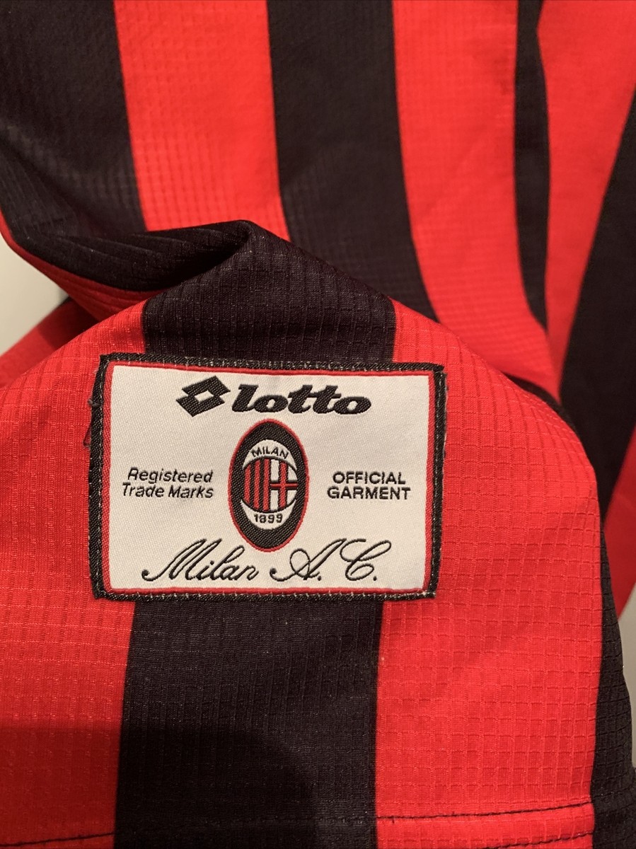 Maillot Extérieur AC Milan 1995/96 – Lotto – Taille XL – Blanc/Rouge/Noir (occasion)