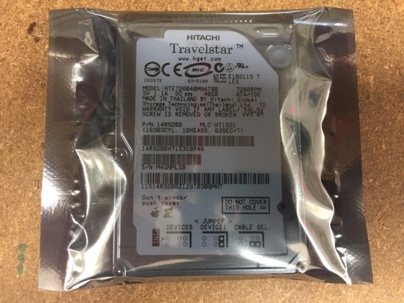 NEW HITACHI HTE726040M9AT00 40GB 7200RPM 2.5" HARD DRIVE - Image 2 of 3