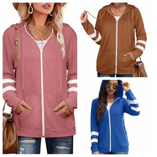 Women's Hoodie Sweater Solid Color Cardigan Hoodie Zip Tops Casual Fashion - Picture 1 of 27