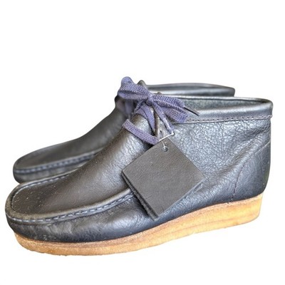 Clarks Originals Wallabee Boot Mens 7 Navy Black Tumbled Leather Chukka Boot