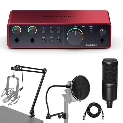 Focusrite Scarlett 2i2 4th Gen USB Audio Interface with Software, Bundle with AT