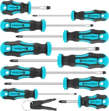 Amartisan 10-Piece Magnetic Screwdrivers Set, 5 Phillips & Slotted, Blue 