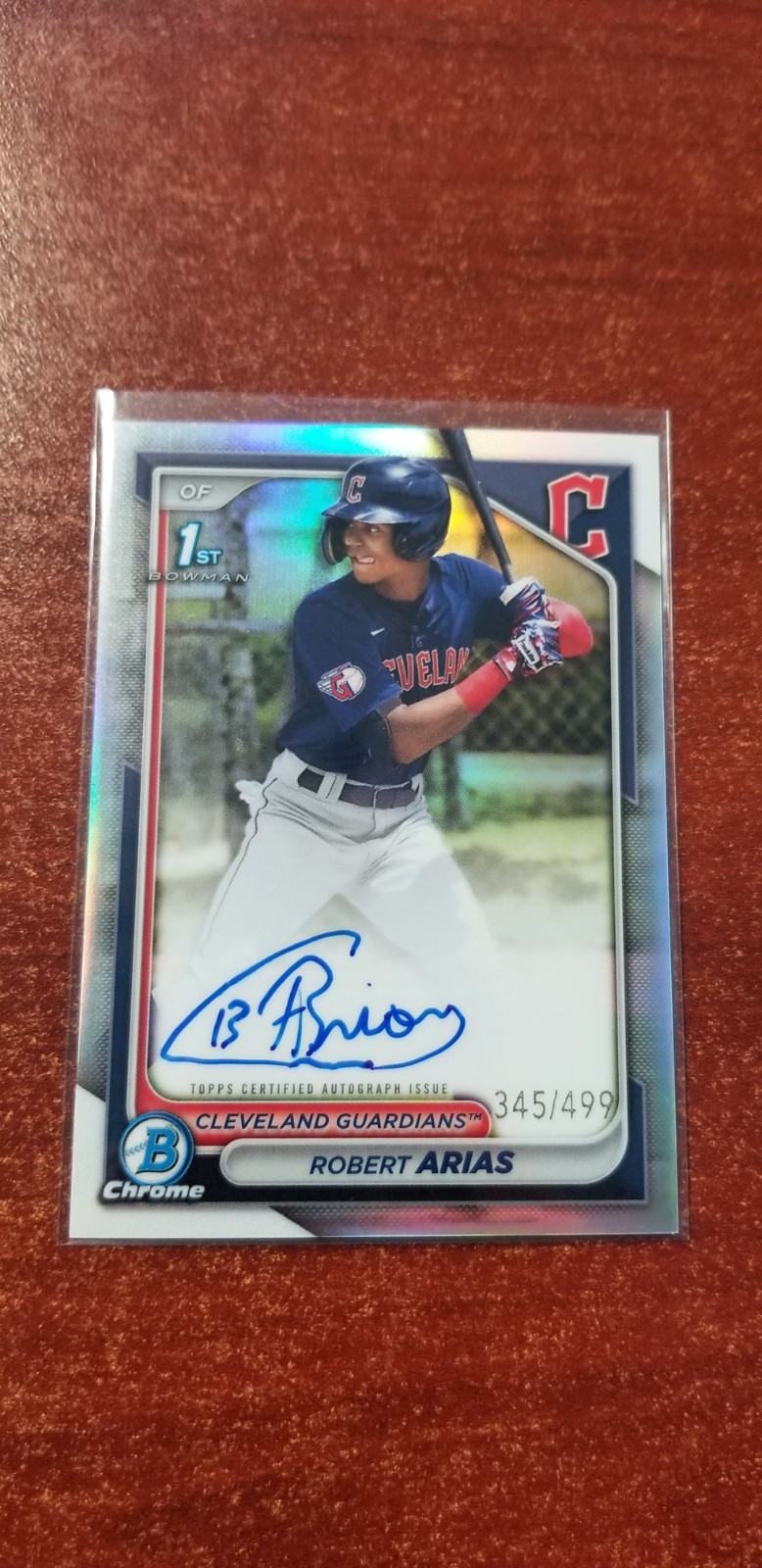 ROBERT ARIAS 2024 BOWMAN CHROME 1ST AUTOGRAPH REFRACTOR AUTO /499