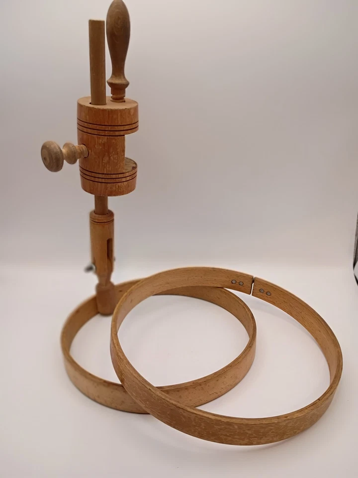 Vintage Embroidery Wooden Hoop With Table Clamp Style. Good Condition. 8" Dia. - Image 3 of 4