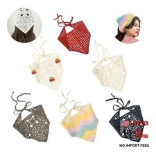 6PCS Crochet Bandanas Headbands,Hollow Knitted Head Kerchief Tie-Back Head
