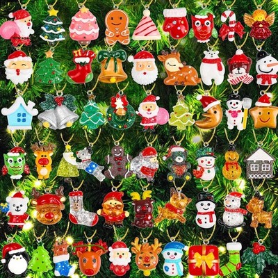 56 PCS Mini Christmas Ornaments,Miniature Resin Ornaments Small Tree... 