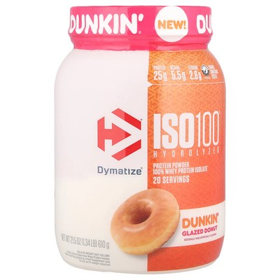 ISO100  Hydrolyzed, 100% Whey Protein Isolate, Dunkin  Glazed Donut, 1.34 lb