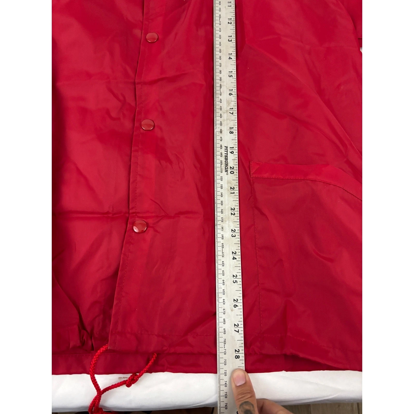Vintage Soffe Windbreaker Jacket Men LARGE Red Nylon Snap-Closure 1990s NEW image 8
