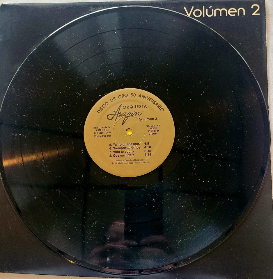 Orquesta Aragon – Album de Oro 50 Aniversario Vol 2 1989 Vinyl LP Caribe Records - Image 3 of 4