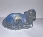 Fenton Art Glass Nativity Lamb Iridescent Signed M Olmstead