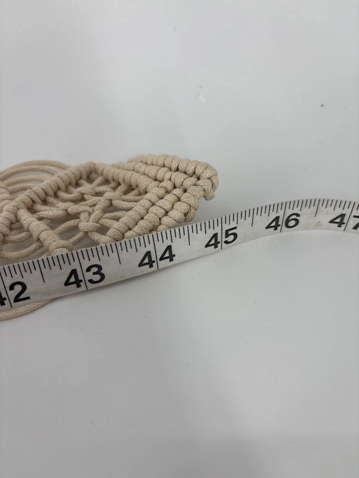 Macrame Belt Braided Fashion Belt Round Wood Buckle Womens Large Hippie Boho - Image 4 of 4