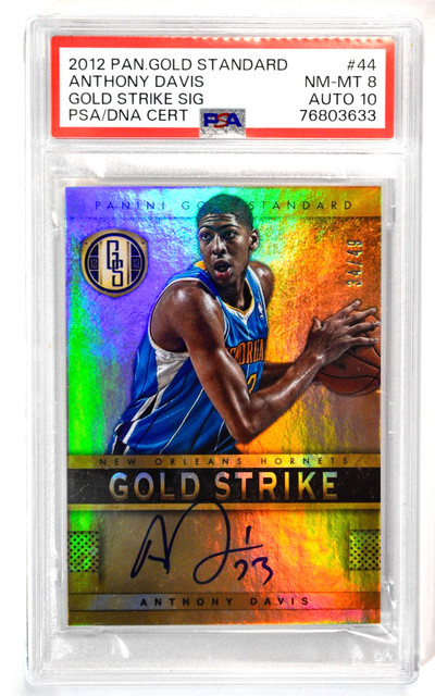2012 Gold Standard 44 Anthony Davis RC Rookie Gold Strike Auto /49 PSA 8 Auto 10