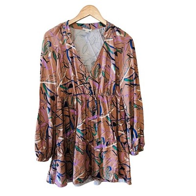 Open Edit Abstract Print Tiered Dress Size S Small 