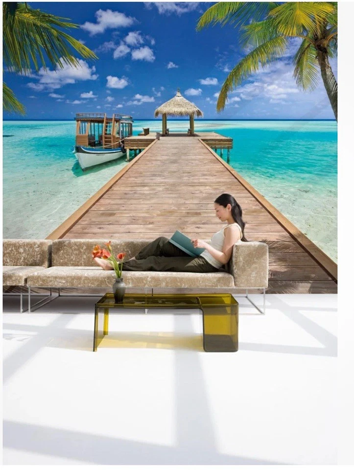 Papel tapiz mural gigante sala de estar complejo vacacional playa tamaño 12,1 pies X 8,4 pies NUEVO Foto 3 de 4